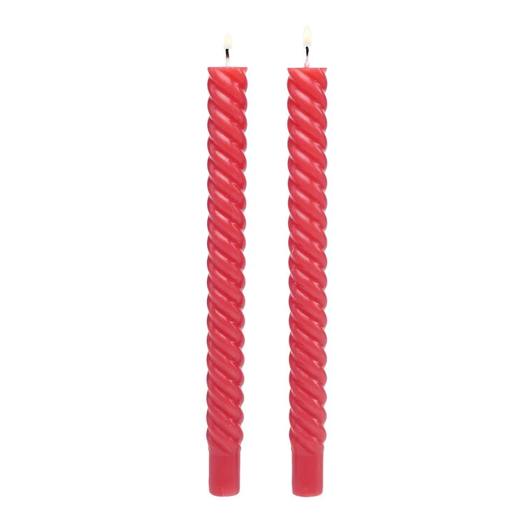 Red Spiral Taper Candles, Set Of 2 4 Red Spiral Taper Candles, Set Of 2 - Image 2
