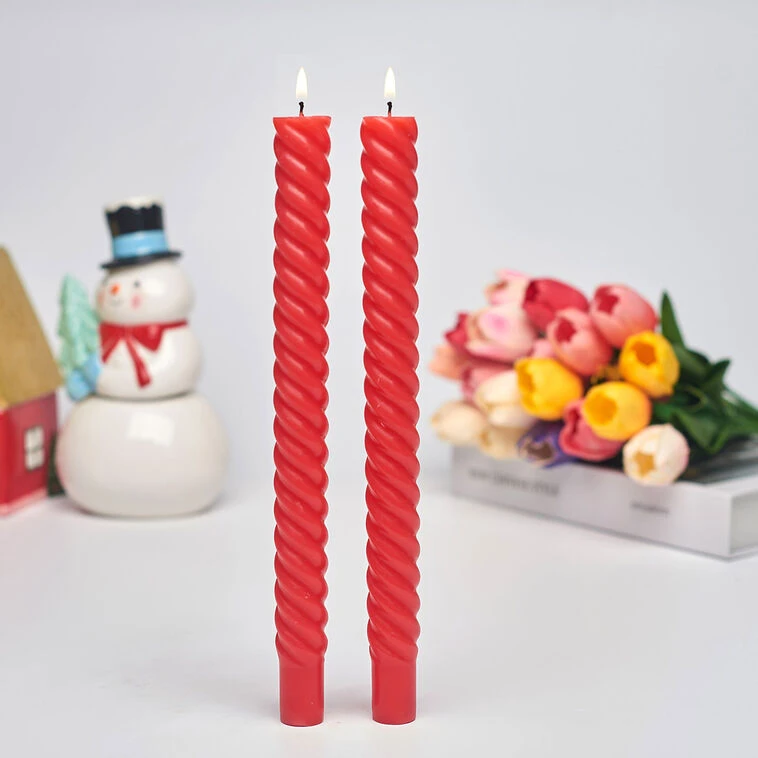 Red Spiral Taper Candles, Set Of 2 6 Red Spiral Taper Candles, Set Of 2 - Image 4