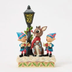 Enesco Jim Shore Rudolph And Elves Caroling Light-Up Figurine, 8.4" -Hallmark Shop Rudolph the RedNosed Reindeer LightUp Figurine 6017191 02