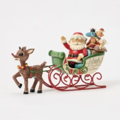 Enesco Jim Shore Rudolph Pulling Santa In Sleigh Figurine, 5" 9 Enesco Jim Shore Rudolph Pulling Santa In Sleigh Figurine, 5" -Hallmark Shop Rudolph the RedNosed Reindeer and Santa Figurine 6017194 03