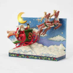 Enesco Jim Shore Heartwood Creek Santa Sleigh Musical Figurine With Light, 11.4" -Hallmark Shop Santa Sleigh With LightUp Moon Musical Figurine 6017012 04