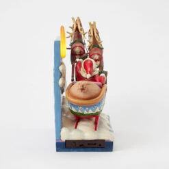 Enesco Jim Shore Heartwood Creek Santa Sleigh Musical Figurine With Light, 11.4" -Hallmark Shop Santa Sleigh With LightUp Moon Musical Figurine 6017012 06
