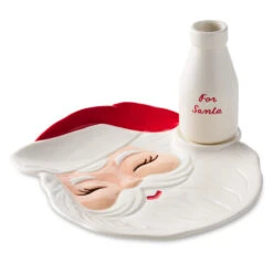 Hallmark Santa Cookie Plate And Milk Bottle Christmas Gift Set