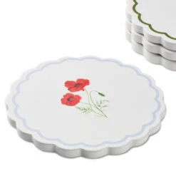 Hallmark Floral Scalloped Coasters, Set Of 4 10 Hallmark Floral Scalloped Coasters, Set Of 4 -Hallmark Shop Scalloped Resin Coasters With Flower Designs 1ART1032 04