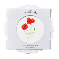 Hallmark Floral Scalloped Coasters, Set Of 4 11 Hallmark Floral Scalloped Coasters, Set Of 4 -Hallmark Shop Scalloped Resin Coasters With Flower Designs 1ART1032 05