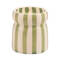 Paddywax Bora Bora Green-Striped Cabana Candle, 6.5 Oz.