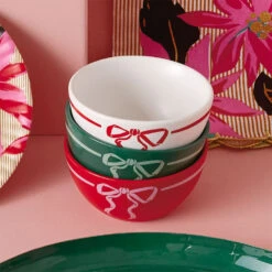 Hallmark Lacey Chabert Collection Holiday Bow Ceramic Bowls, Set Of 3