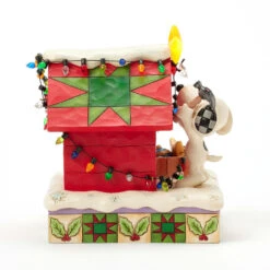 Enesco Jim Shore Peanuts Snoopy Decorating Doghouse Light-Up Figurine, 6.3" -Hallmark Shop Snoopy Decorates Doghouse for Holidays Figurine 6017241 04