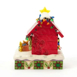 Enesco Jim Shore Peanuts Snoopy Decorating Doghouse Light-Up Figurine, 6.3" -Hallmark Shop Snoopy Decorates Doghouse for Holidays Figurine 6017241 07