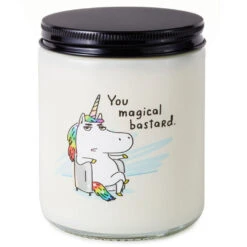Hallmark Unicorn You Magical Bastard Scented Single-Wick Jar Candle, 7 Oz.