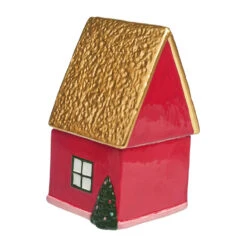 Vanilla Cinnamon Crunch Scented Ceramic Red House Candle -Hallmark Shop Vanilla Cinnamon Ceramic Red House Candle HMHOUSE3 05