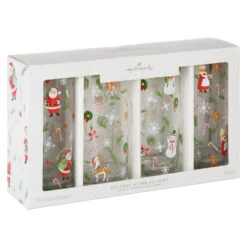 Hallmark Vintage Santa And Friends Drinking Glasses, Set Of 4 -Hallmark Shop Vintage Christmas Icons Drinking Glasses 1XKT5516 05