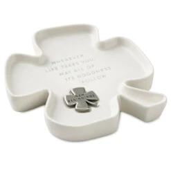 Hallmark Clover-Shaped Trinket Dish With Token