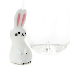 Hallmark Charmers White Bunny Silicone Charm, 2.6" H -Hallmark Shop White Bunny Rabbit Silicone Drink Charm 1ICN1045 02