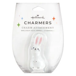 Hallmark Charmers White Bunny Silicone Charm, 2.6" H -Hallmark Shop White Bunny Rabbit Silicone Drink Charm 1ICN1045 04