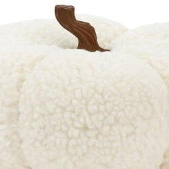 Hallmark White Plush Fabric Pumpkin Fall Decoration -Hallmark Shop White Plush Fabric Pumpkin Fall Decoration 1FAL1903 03