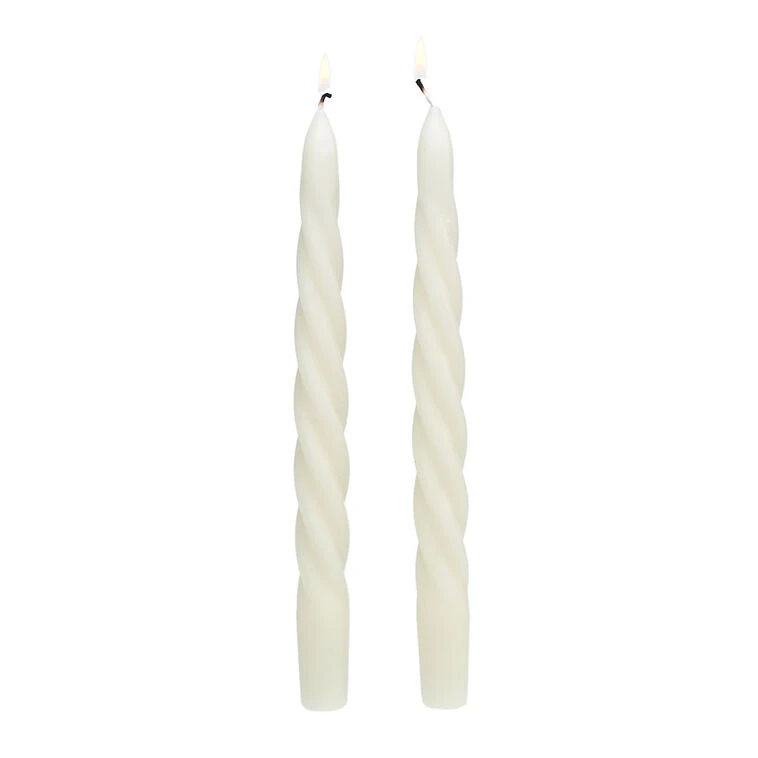 White Spiral Taper Candles, Set Of 2 4 White Spiral Taper Candles, Set Of 2 - Image 2