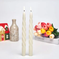 White Spiral Taper Candles, Set Of 2 9 White Spiral Taper Candles, Set Of 2 -Hallmark Shop White Spiral Taper Candle Set HMTAPER3 04