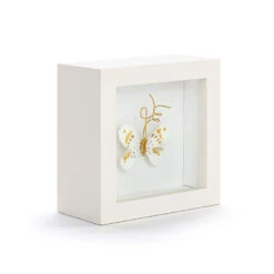 Demdaco Love From Above White And Gold Butterfly Small Shadow Box, 4" -Hallmark Shop White and Gold Butterfly in White Shadow Box 1004920028 03